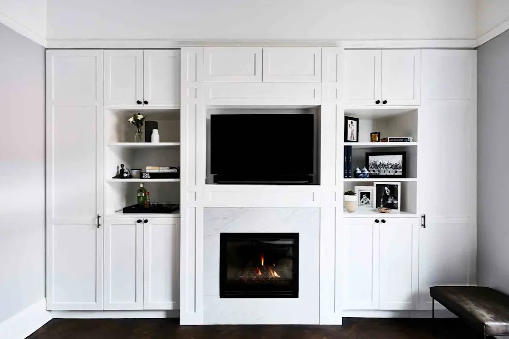Living room and media built-ins